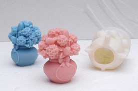 Molde silicona florero con flores